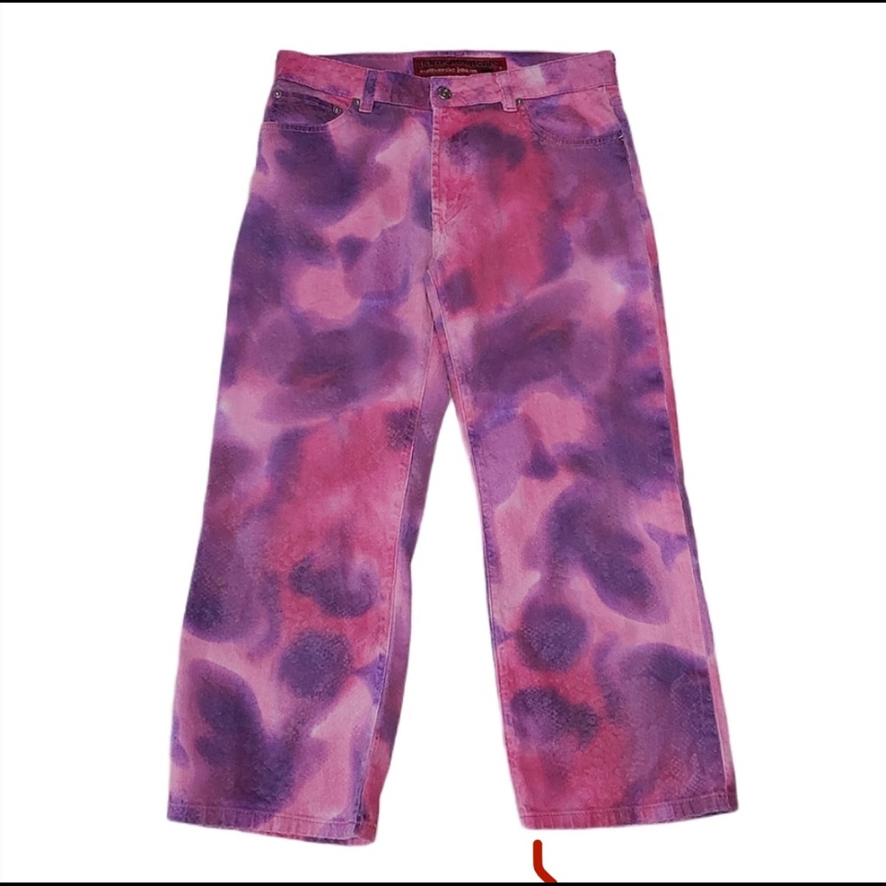 Vintage 90s Parasuco Pink Purple Cropped Jeans 28